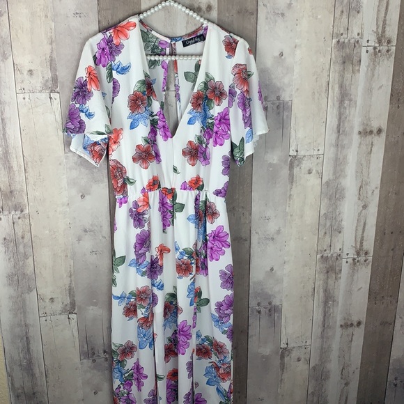 Crystal Sky flower open back maxi dress size 7 - Picture 2 of 11